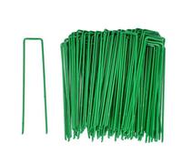 100Pcs Garden Netting Pegs Stakes Turf Staples U-Shaped Stakes Pins Staple Green