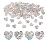 100pcs Gems Glitter Heart Shaped Rhinestones Gems Crystal Shiny Heart Gems Embellishments For Card Making Decorative Resin Rhinestones Heart Gems Small Heart Rhinestones 12mm Gems For Crafts Diy Decor