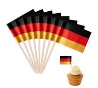 100pcs Germany Toothpick Flags Cake Toppers Mini German Flag Wooden Toothpicks for World Cup Party Supplies Decor Sandwich Food Cup Cake Sandwich Cocktail Fruit Stick Toppers