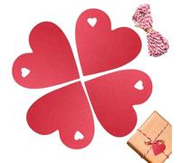 100Pcs Gift Tag Paper, 6x6 cm Red Heart Shaped Paper Tags, Heart Shaped Paper with 10 Metres of Red and White Rope for Valentine's Day, Mother's Day, Wedding, Thanksgiving, Birthday