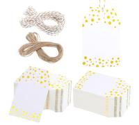 100PCS Gift Tags, Foil Gold Dots Gift Tags with String Shiny Personalized Paper Tag for Birthday Party Wedding Christmas Favor Gifts Wrap Presents Labeling DIY Craft