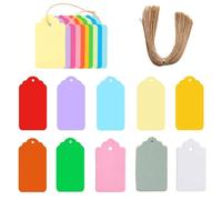 100Pcs Gift Tags, Gift Tags with String, Gift Labels, Price Tags Small Paper Tags Decorative Hanging Labels 10 Assorted Colours for DIY Gift Box Wedding Name Tags