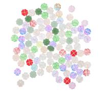 100pcs Glass Four-Leaf Pattern Craft Beads, Pre Drilled | Assorted Colors, Smooth Polished Surface, Easy Threading with String, for School Crafts and Festivals Random Color