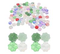 100pcs Glass Leaf Pattern Loose Beads for Jewelry Making Crafts | Assorted Colours, Pre Drilled Holes, Easy Threading with String, for DIY Enthusiasts Random Color