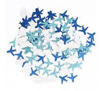 100pcs Glitter Cloud & Airplane Confetti, Plane Table Confetti, Baby Shower Party Decor, Boy Birthday Party Decorations, Clould Paper Scatter - Blue & White