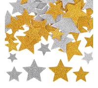 100PCS Glitter Foam Stickers Gold Silver Foam Star Stickers Self Adhesive Glitter Foams Sticker, Gold Star Sticker Foams for Scrapbooks, Crafts and Cards Home Decor Christmas, Large&Small
