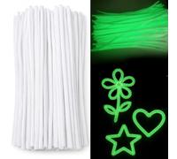 100PCS Glow in the Dark Chenille Sticks,Chenille Stems,for DIY Art and Craft Projects Flowers Making (White)