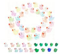 100PCS Glow in The Dark Mini Ducks, Colorful Luminous Plastic Ducks for Aquarium Decor, Fairy Garden, Dollhouse, Party Favors, Tiny Resin Animal Figures for Miniature Landscape and Crafts