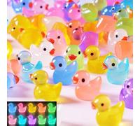 100PCS Glow in The Dark Mini Ducks - Whimsical Luminous Ducklings for DIY Dollhouse/River Landscape/Vase Filler/Fairy Garden Decoration - Cute Bath Toy & Party Favors
