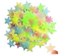 100Pcs Glow in The Dark Stars, Fluorescent Noctilucent Plastic 3D Star Stickers, Smooth Non-Toxic Glow in The Dark Stickers for Wall Ceiling Bedroom Decor Gifts, Mixed Color in