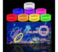 100pcs Glow Sticks Party Pack,20cm Glowsticks Glow Bracelets Necklaces for Adults and Kids,Neon Glow Sticks with Connectors Glow in the Dark for Glastonbury Festival, Halloween, Dark Party Supplies