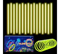 100Pcs Glow Sticks Party Packs with Connectors,20cm Glowsticks,Glow in the Dark Supplies,Long Lasting Glow Stick Necklaces Bracelets Glasses Accessories for Kids Adults Easter Party Supplies-Yellow