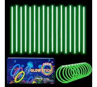 100Pcs Glow Sticks Party Packs with Connectors,20cm Glowsticks,Glow in the Dark Supplies,Long Lasting Glow Stick Necklaces Bracelets Glasses Accessories for Kids Adults Easter Party Supplies-Green