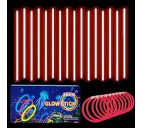 100Pcs Glow Sticks Party Packs with Connectors,20cm Glowsticks,Glow in the Dark Supplies,Long Lasting Glow Stick Necklaces Bracelets Glasses Accessories for Kids Adults Xmas Easter Party Supplies-Red