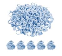 100Pcs Glue Rings for Eyelash Extensions, Disposable Lash Glue Holder, Heart Shaped Lash Glue Rings False Eyelash Glue Ring, Small Lash Volume Rings, Quick Blossom Cups for Eyelash Extensions(Blue)
