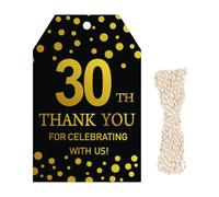 100pcs Gold Foil Thank You Tags with String Gift WrapTags for 30th Birthday 30th Anniversary Party Decoration