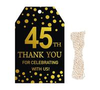 100pcs Gold Foil Thank You Tags with String Gift WrapTags for 45th Birthday 45th Anniversary Party Decoration