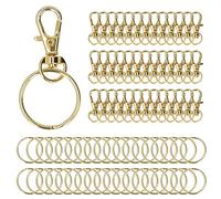 100PCS Gold Lobster Claw Clasp with Key Rings, Rustproof Metal Keychain Clip, 360° Rotating Snap Hooks for DIY Jewelry Making, Keychains, Handbags and Lanyards