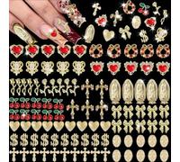 100Pcs Gold Nail Charms, 3D Nail Gems and Nail Art Gems for Beginners, Artists, Nail Techs for Salon, Home DIY Manicures, Jewellery Making (Gold)