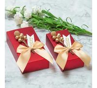 100pcs Golden Candy Box with Bow Wedding Chocolate Gift Packaging Box for Guests Birthday Party Baby Shower Decoration Supplies