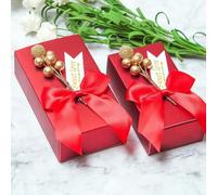 100pcs Golden Candy Box with Bow Wedding Chocolate Gift Packaging Box for Guests Birthday Party Baby Shower Decoration Supplies