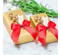 100pcs Golden Candy Box with Bow Wedding Chocolate Gift Packaging Box for Guests Birthday Party Baby Shower Decoration Supplies