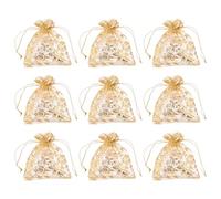 100pcs Golden Drawstring Organza Wedding Candy Bags for Party Gifts