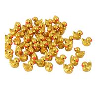 100pcs Golden Mini Resin Ducks, 1.5x1.4x1cm/0.59x0.55x0.39in Tiny Gold Ducks Small Resin Figurines for Micro Garden Landscape Cake Decor & DIY Craft Party