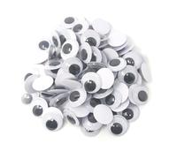 100pcs Googly Eyes Self-Adhesive 6-20mm Assorted Sizes Stick On Moving Eyes (18mm)