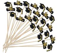 100Pcs Graduation Cocktail Picks, Fruit Cocktail Sticks Graduation Toothpicks for Appetizers Wooden Toothpicks for Drinks Fruit Appetizers Class of 2026 Party Supplies