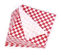 100Pcs Greaseproof Paper Sheets, Food Grade Wrap Paper Sheets, Food Burger Paper with Red Printed, Waterproof Checkered Basket Liners, Oil-Proof Baking Wrap Paper for Sweets Cakes
