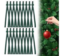 100Pcs Green Decorative Ribbons for Christmas Tree Hanging Ornaments Supplies, Small Adjustable Non Slip Ornament Hooks Decorations Supplies for Xmas Tree