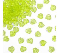 100PCS Green Leaf Beads for Jewelry Making, Transparent Acrylic Leaf Shaped Beads Tiny Maple Flower Leaves Pendants Caps for DIY Spring Crafts Earring Bracelet(15x15mm)