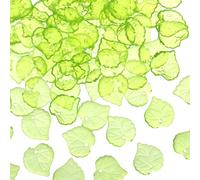 100Pcs Green Leaf Charms, Transparent Maple Leaves Pendants Acrylic Leaf Beads Plastic Clear Bead End Caps Charm for Hanging Ornament Crystal Beads DIY Jewellery Making Crafting