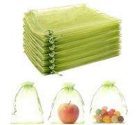 100PCS Green Mesh Fruit Protection Bags, Drawstring Plant Covers for Garden Fruits, Trees and Vegetables, 6x9 Inch Reusable Net Bags
