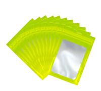 100pcs Green Mylar Ziplock Bags - Foil Sealed, Holographic Plastic Packaging - 14x20cm Smell Proof, Middle Resealable Bags - Sample, Storage, Grip Seal - Food, Jewelry