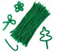 100Pcs Green Pipe Cleaners, 30cm Pipecleaners for Craft, Soft Fuzzy Pipe Cleaners Wire Sculpture for Craft Flowers, Holloween, Chritsmas DIY Projects Decor