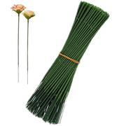 100Pcs Green Plastic Flower Sticks - Floral Wire Stem Support for Craft Flowers, DIY Arrangements, Artificial Flowers, Flower Wire Rods, Garden Supplies for Home, Wedding, Party Decoration