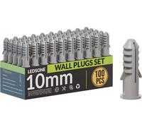 100Pcs Grey Wall Plugs 10mm Plasterboard, Raw Screw Plugs Plastic Fish Type Extension Raw Plugs