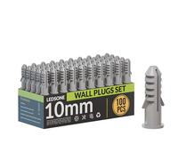 100Pcs Grey Wall Plugs 10mm Plasterboard,Raw Screw Plugs Plastic Fish Type Extension Raw Plugs Fixings for Masonry Effective Mounting of TV's,Mirrors Screws Fastener Kits