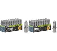 100Pcs Grey Wall Plugs 8mm Plasterboard,Raw Screw Plugs Plastic Extension Raw Plugs Fixings for Masonry Effective Mounting of TV's,Mirrors Screws (Pack of 2)