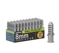100Pcs Grey Wall Plugs 8mm Plasterboard,Raw Screw Plugs Plastic Extension Raw Plugs Fixings for Masonry Effective Mounting of TV's,Mirrors Screws