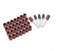 100PCS Grinding Sanding Sleeves for Rotary Tools, 8mm Drum Sander | Bands with 5 Mandrels, 80-600 Grit Assorted Sandpaper for Polishing Stone, Jade, Metal and Wood Working Accessories(80#)