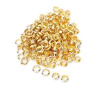 100Pcs Grommets Eyelets, Metal Round Hole with Gasker Kit, Easy Installation, Professional Craft Repair Kit for Multi-Purpose Use, Brass Eyelet with 6mm Size, Golden, Strong (Silver) (Gold)