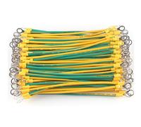 100pcs Grounding Wire, 2.5/4/6mm² Yellow-Green PVC Jumper Cable 5/6/8mm Hole Bare Copper Braided Grounding Straps 150mm Length For Solar Panel & Cable Tray Bonding(5mm,4 mm²)