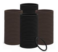 100PCS Hair Bobbles (50 Black + 50 Brown) - 4mm Thick Soft Elastic Hair Bands, Metal-Free Strong Hold Ponytail Holders for Women, Men, Girls & Kids, Thick Hair Friendly Hair Accessories