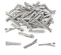 100Pcs Hair Clips, 40MM Silver Hair Clips Single Prong Flat Metal Hair Bow Alligator Clips for Sectioning Hair Styling And Sectioning Hairdressing DIY Crafts