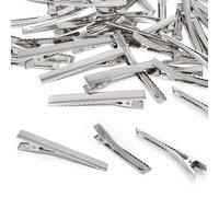 100Pcs Hair Clips, 55MM Silver Hair Clips Single Prong Flat Metal Hair Bow Alligator Clips for Sectioning Hair Styling And Sectioning Hairdressing DIY Crafts