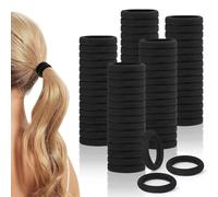 100Pcs Hair Ties, Seamless Hair Ties for Thick Thin Hair, High Elastic Hair Ties for Curly Hair, 2.36 inch Ponytail Holders, No Damage Hair Accessories(Black)