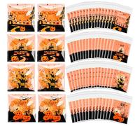 100pcs Halloween Self Adhesive Clear Bags for Candy, Cookies, Biscuits, Gifts, Jewelry - Party Supplies, 13.5x11x1.5cm (Castles)